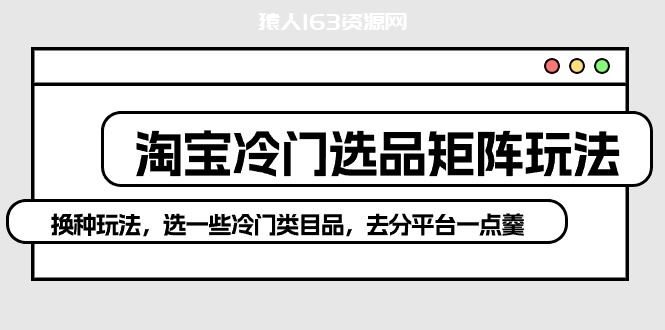 图片[1]-（10159期）淘宝冷门选品矩阵玩法：换种玩法，选一些冷门类目品，去分平台一点羹-蛙蛙资源网