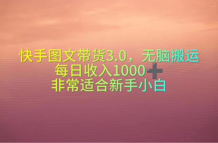 图片[1]-（10252期）快手图文带货3.0，无脑搬运，每日收入1000＋，非常适合新手小白-蛙蛙资源网