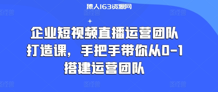 图片[1]-企业短视频直播运营团队打造课，手把手带你从0-1搭建运营团队-蛙蛙资源网