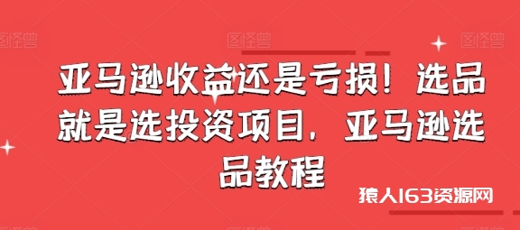 图片[1]-亚马逊收益还是亏损！选品就是选投资项目，亚马逊选品教程-蛙蛙资源网