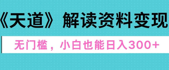 图片[1]-天道解读资料变现，无门槛，小白也能快速上手，稳定日入300+-蛙蛙资源网