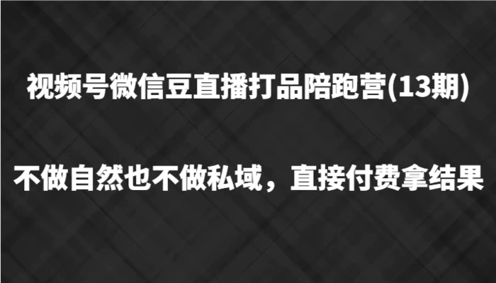 图片[1]-视频号微信豆直播打品陪跑(13期)，不做不自然流不做私域，直接付费拿结果-蛙蛙资源网