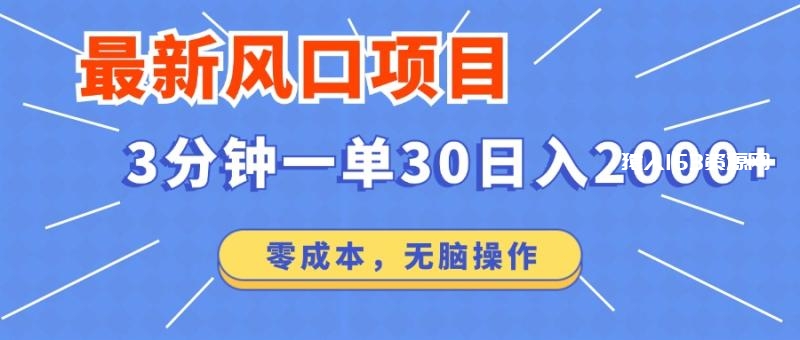 图片[1]-（12272期）最新风口项目操作，3分钟一单30。日入2000左右，零成本，无脑操作。-蛙蛙资源网