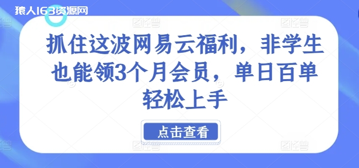 图片[1]-抓住这波网易云福利，非学生也能领3个月会员，单日百单轻松上手-蛙蛙资源网