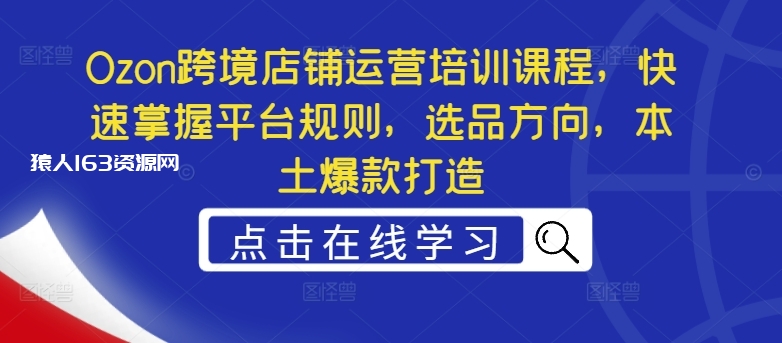 图片[1]-Ozon跨境店铺运营培训课程，快速掌握平台规则，选品方向，本土爆款打造-蛙蛙资源网