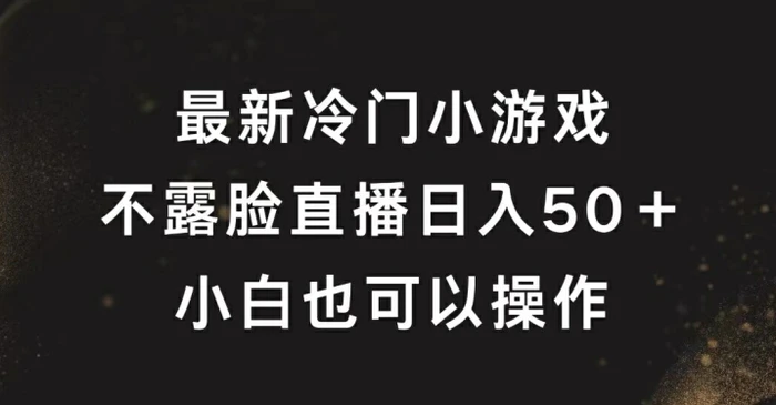 图片[1]-最新冷门游戏不露脸直播，轻松日入50+，小白也可操作-蛙蛙资源网