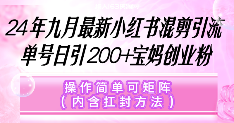 图片[1]-（12530期）小红书混剪引流，单号日引200+宝妈创业粉，操作简单可矩阵（内含扛封方法）-蛙蛙资源网