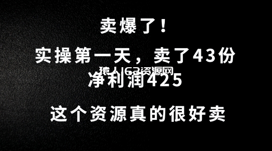 图片[1]-这个资源，需求很大，实操第一天卖了43份，净利润425【揭秘】-蛙蛙资源网